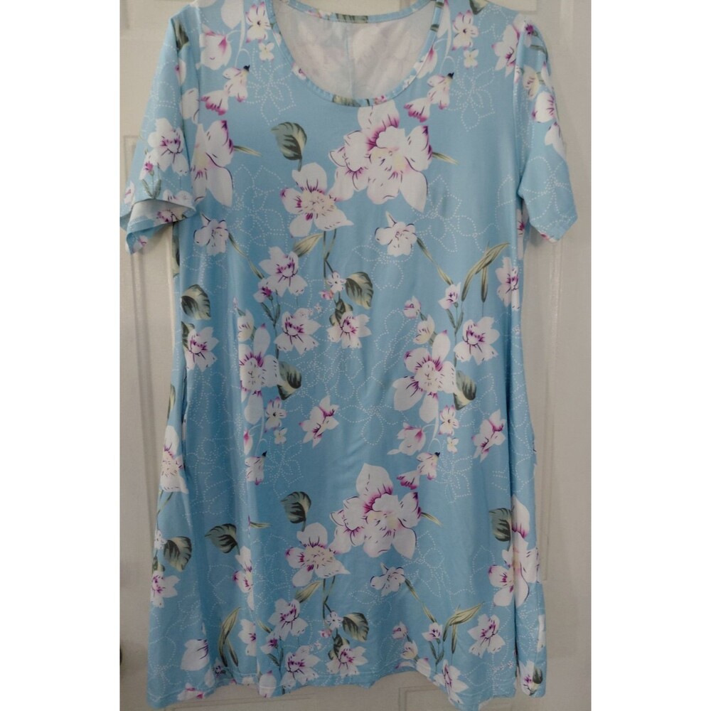 Women Casual Crewneck Short Sleeve Swing T-Shirt Dress‎